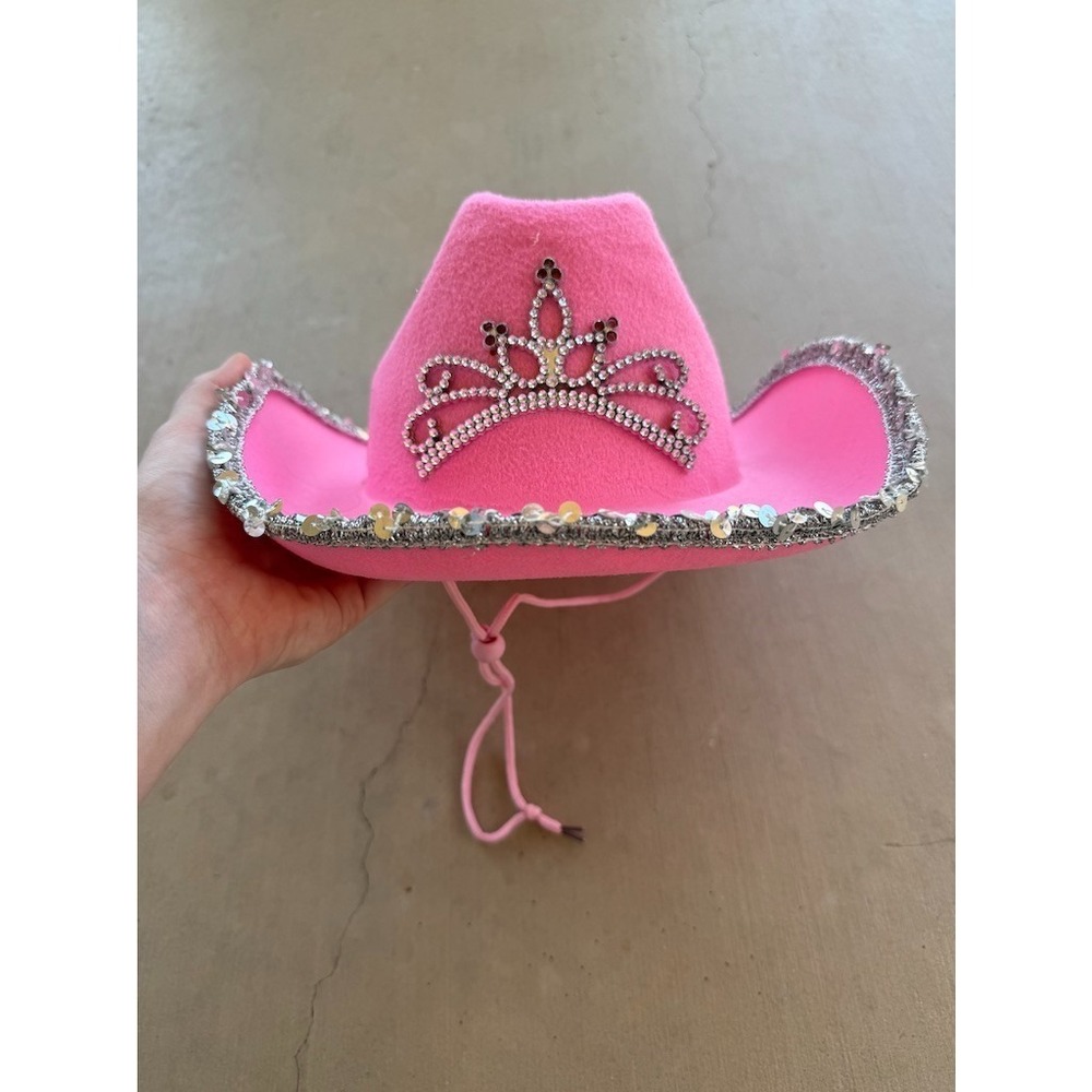 Pink Light Up Cowgirl Hat Tiara Rhinestone Sequin Western‎ Costume